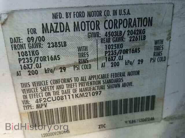 2001 MAZDA TRIBUTE - VIN: 4F2CU08111KM21097 - Фото 10