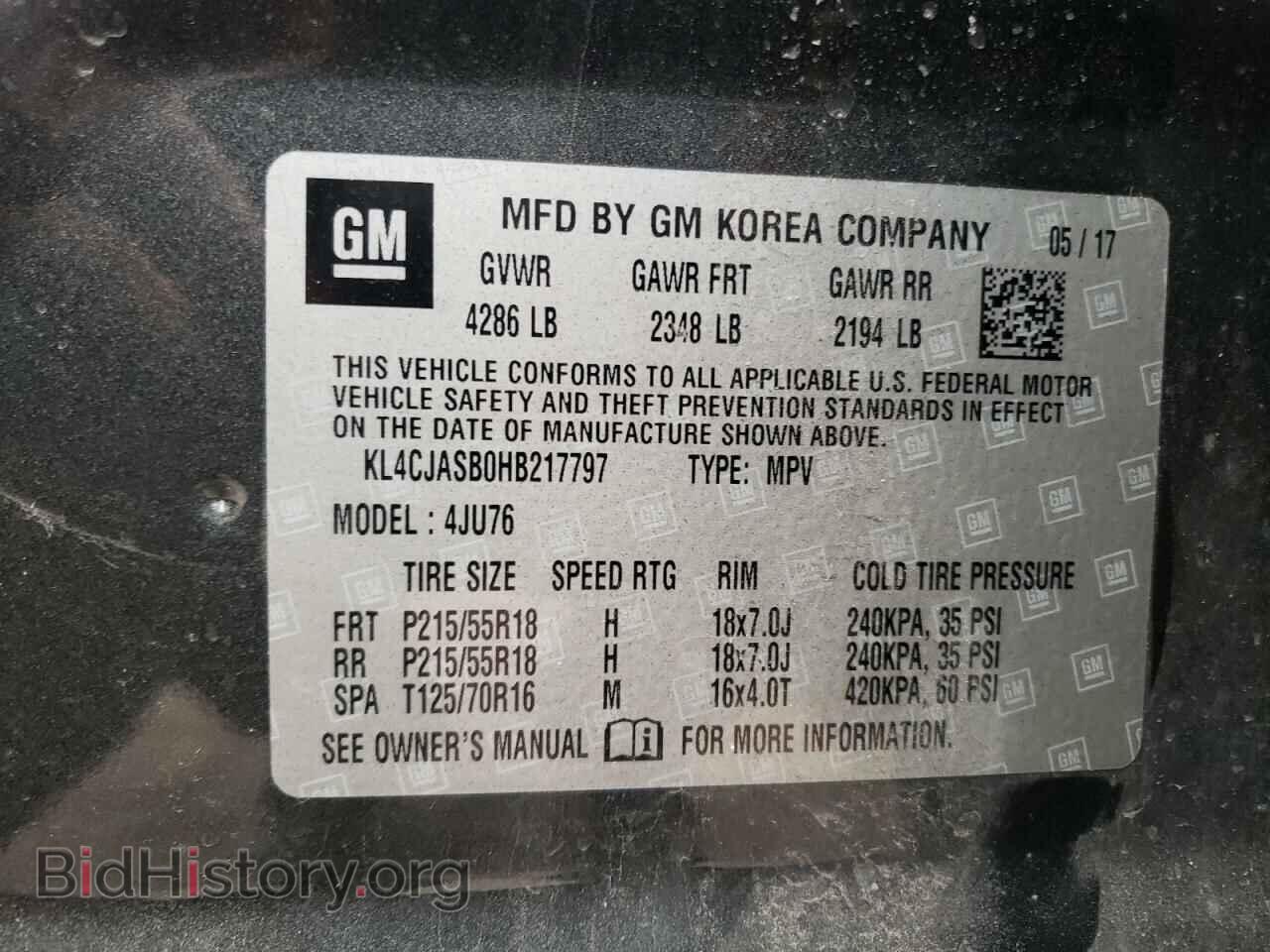 2017 BUICK ENCORE - VIN: KL4CJASB0HB217797 - Фото 10