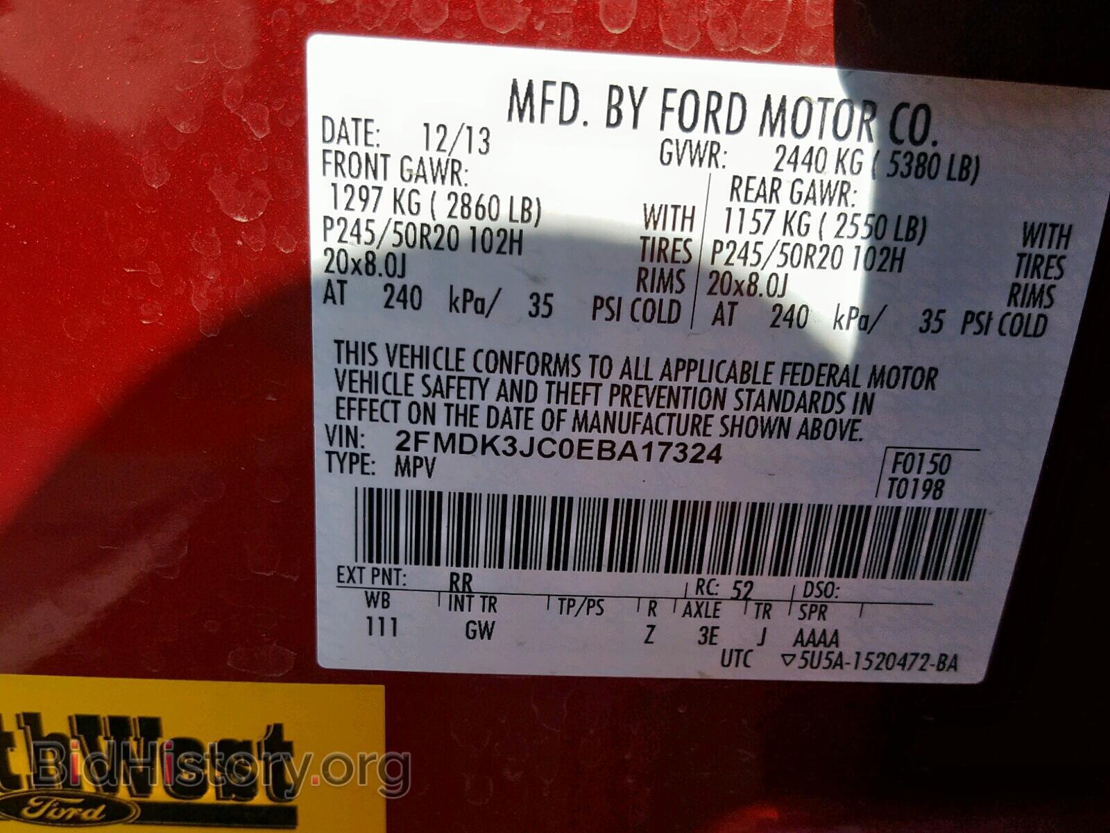2014 FORD EDGE SEL - VIN: 2FMDK3JC0EBA17324 - Photo 10