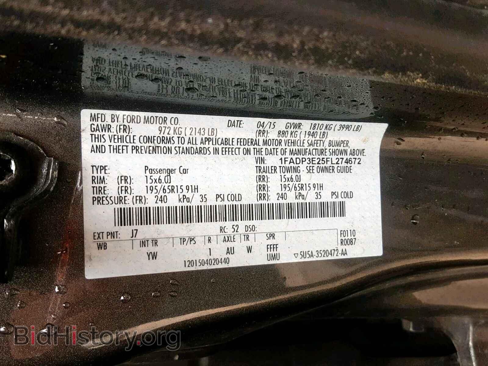 2015 FORD FOCUS - VIN: 1FADP3E25FL274672 - Фото 10