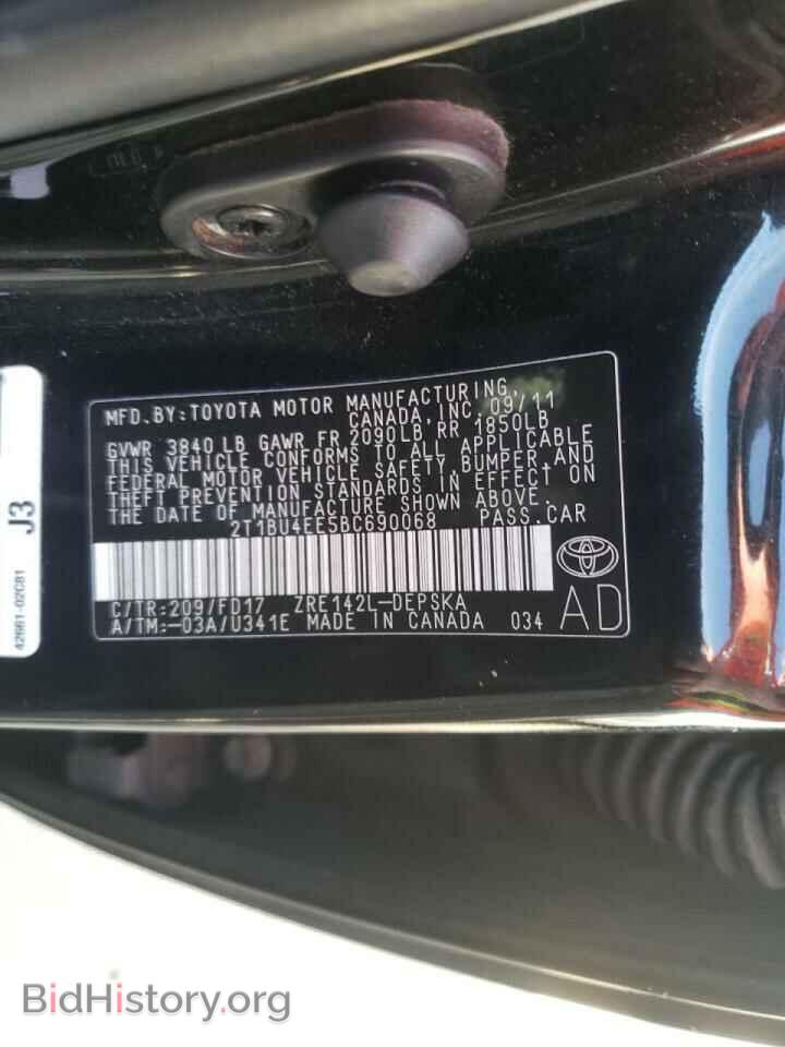 2011 TOYOTA COROLLA - VIN: 2T1BU4EE5BC690068 - Фото 10