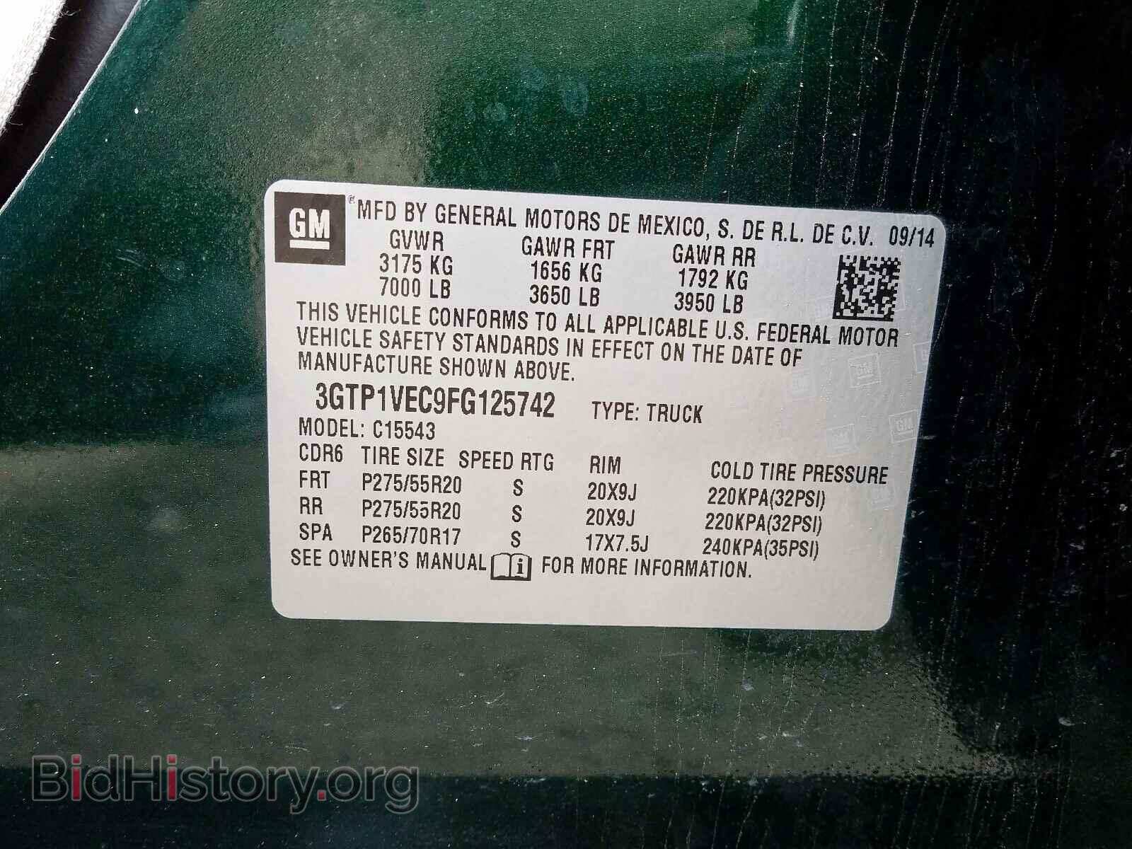 2015 GMC SIERRA - VIN: 3GTP1VEC9FG125742 - Photo 10