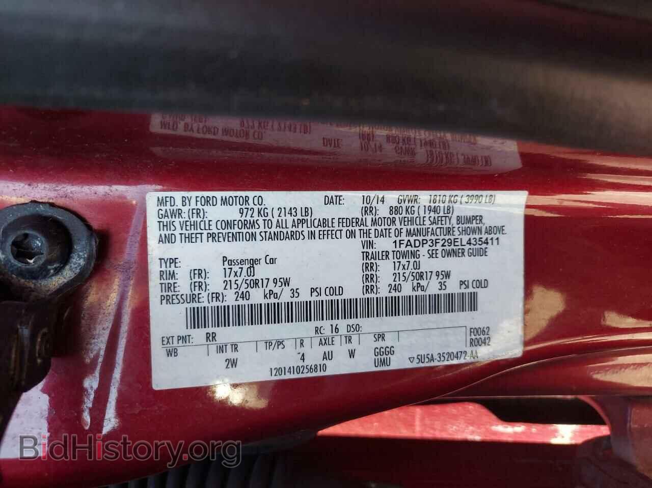 2014 FORD FOCUS - VIN: 1FADP3F29EL435411 - Фото 10