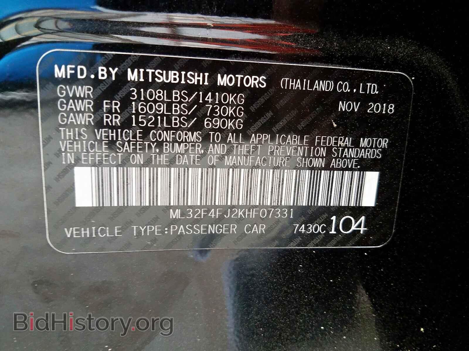 2019 MITSUBISHI MIRAGE - VIN: ML32F4FJ2KHF07331 - Фото 10