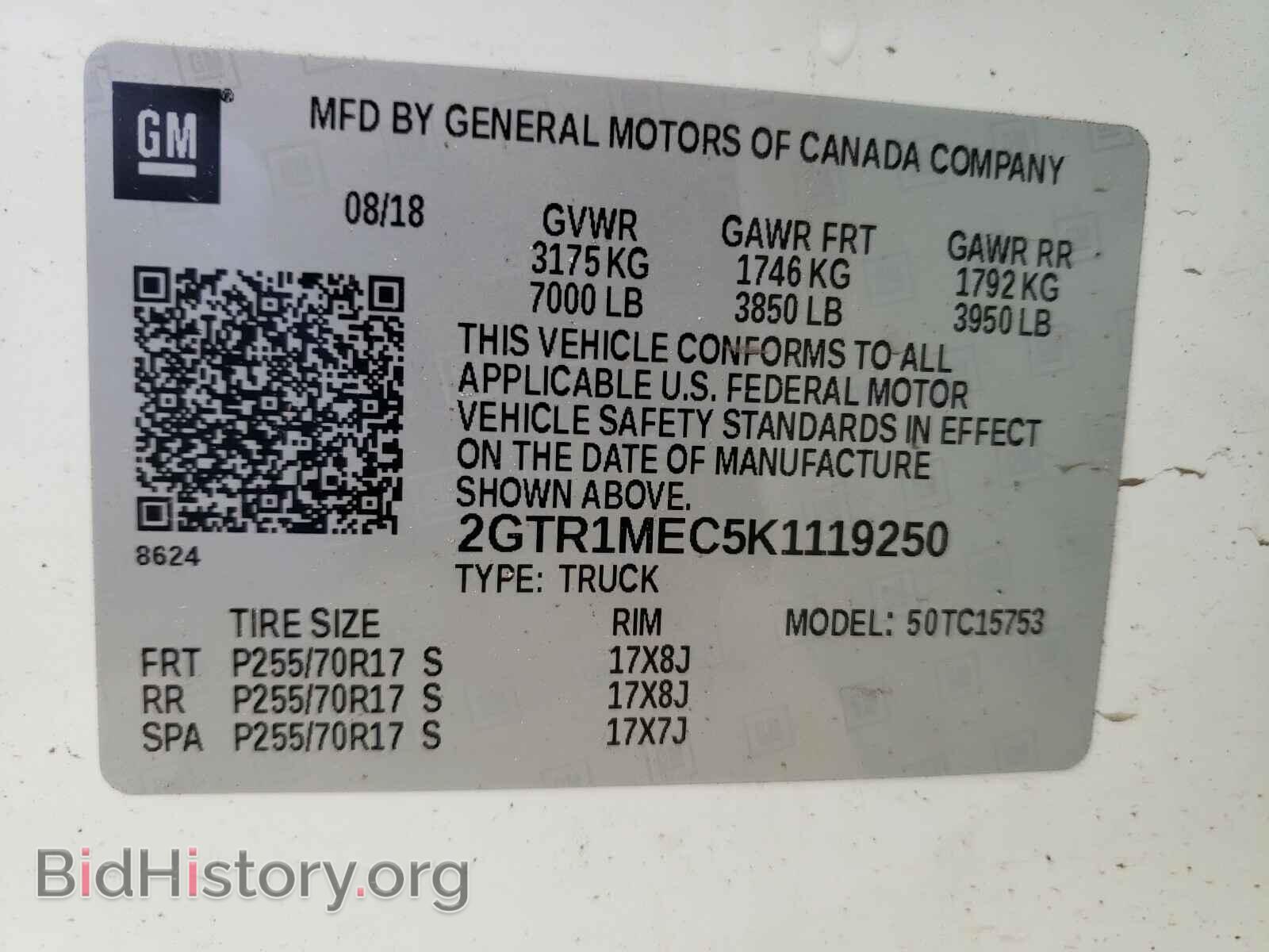 2019 GMC SIERRA - VIN: 2GTR1MEC5K1119250 - Фото 10