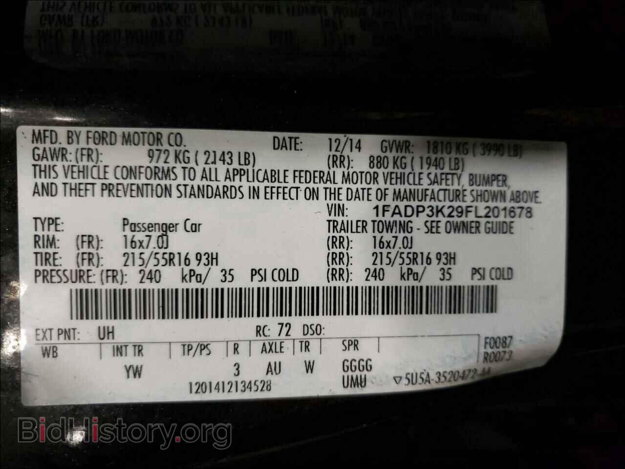 2015 FORD FOCUS - VIN: 1FADP3K29FL201678 - Фото 10