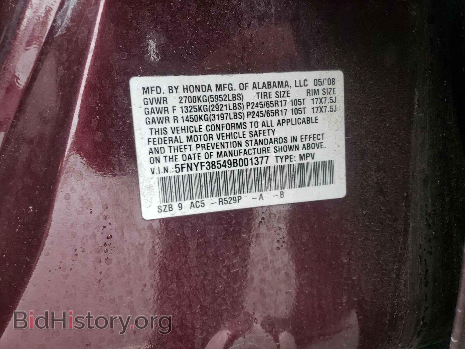 2009 HONDA PILOT - VIN: 5FNYF38549B001377 - Фото 10