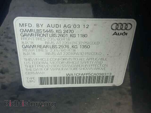2012 AUDI Q5 - VIN: WA1CFAFP5CA098313 - Фото 10