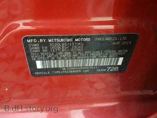 2014 MITSUBISHI MIRAGE - VIN: ML32A4HJ0EH003521 - Фото 10