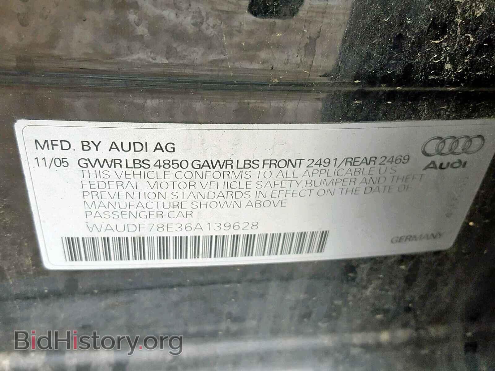 2006 AUDI A4 - VIN: WAUDF78E36A139628 - Фото 10