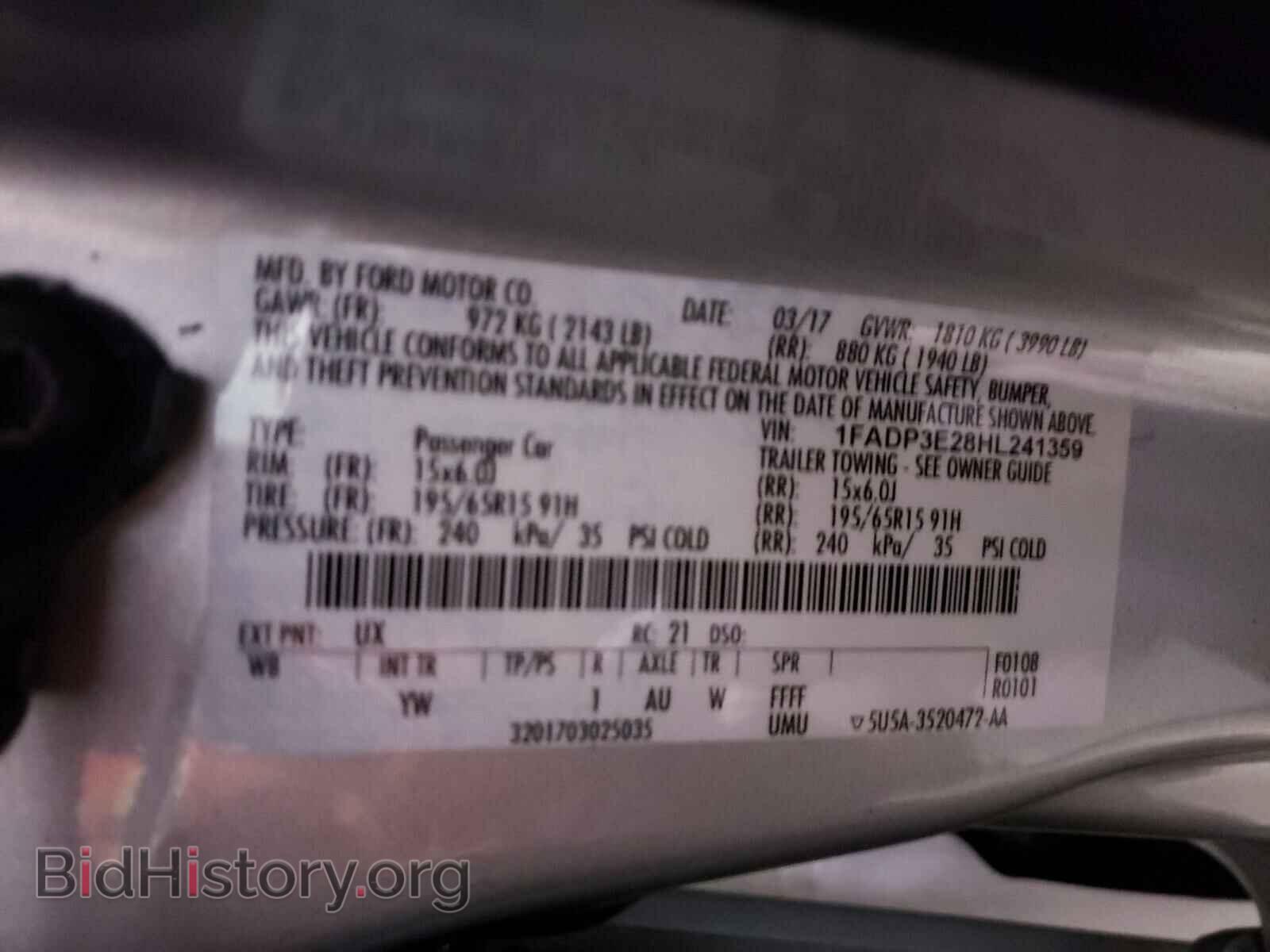 2017 FORD FOCUS - VIN: 1FADP3E28HL241359 - Фото 10
