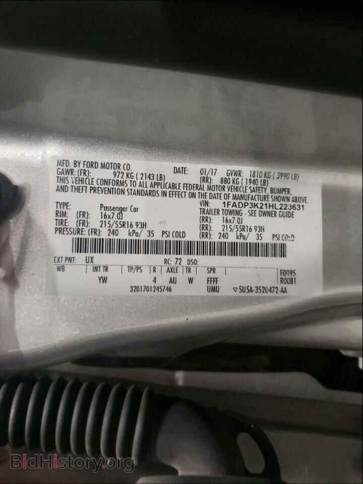2017 FORD FOCUS - VIN: 1FADP3K21HL223631 - Фото 10
