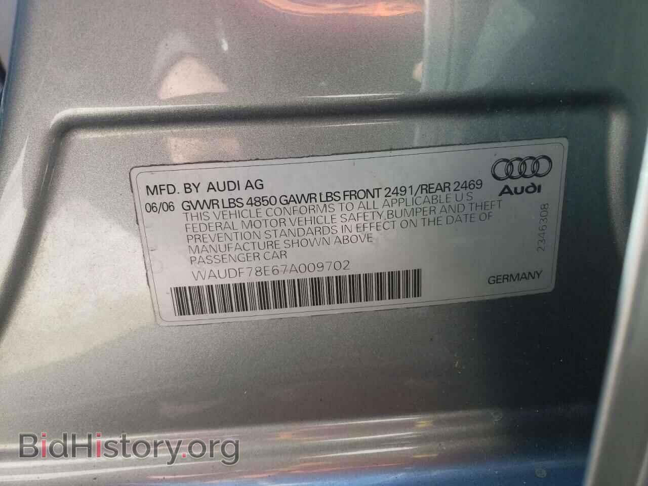 2007 AUDI A4 - VIN: WAUDF78E67A009702 - Фото 10