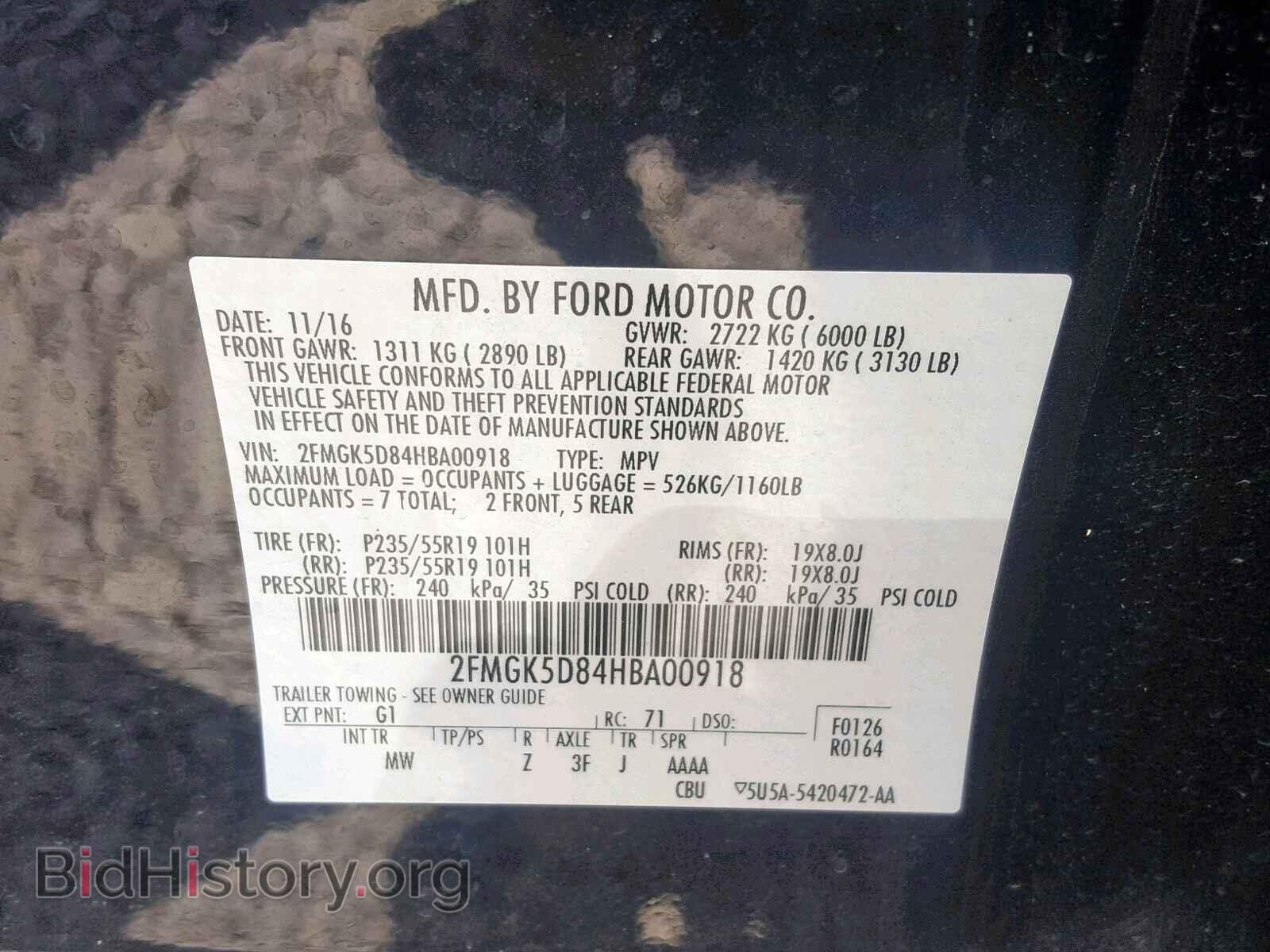 2017 FORD FLEX LIMIT - VIN: 2FMGK5D84HBA00918 - Photo 10