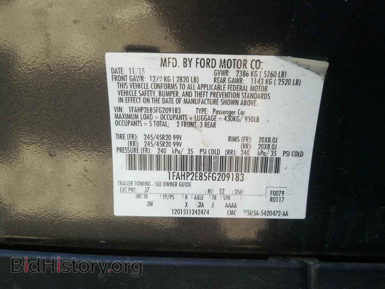 2015 FORD TAURUS - VIN: 1FAHP2E85FG209183 - Фото 10