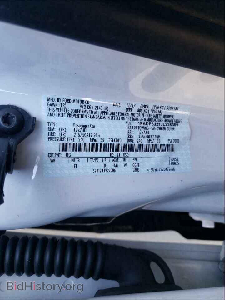 2018 FORD FOCUS - VIN: 1FADP3J21JL226309 - Фото 10