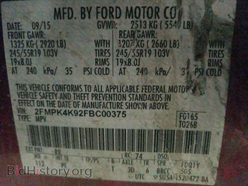 2015 Ford EDGE (VIN 2FMPK4K92FBC00375) — фото 10 из 10