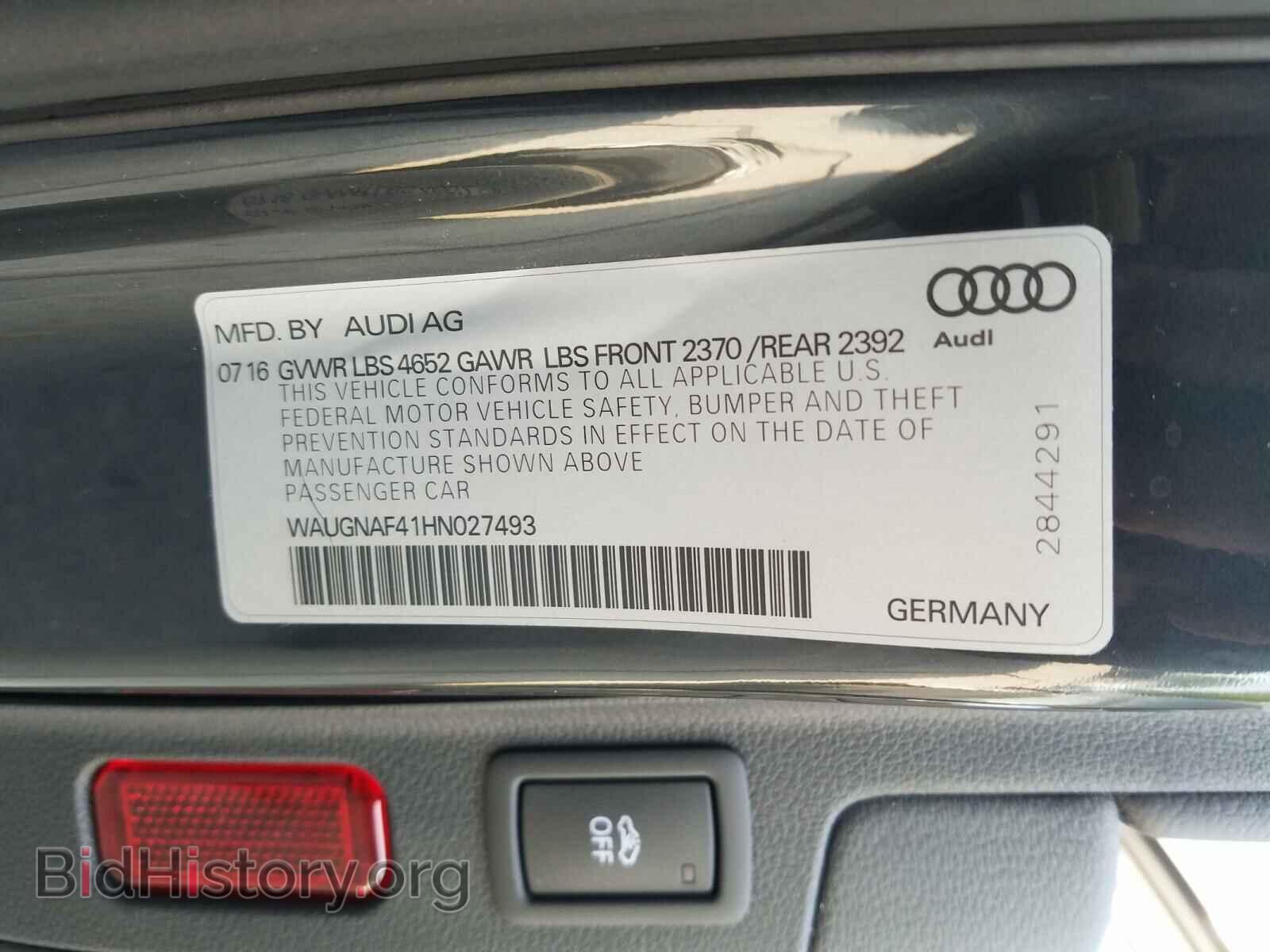 2017 AUDI A4 - VIN: WAUGNAF41HN027493 - Фото 10