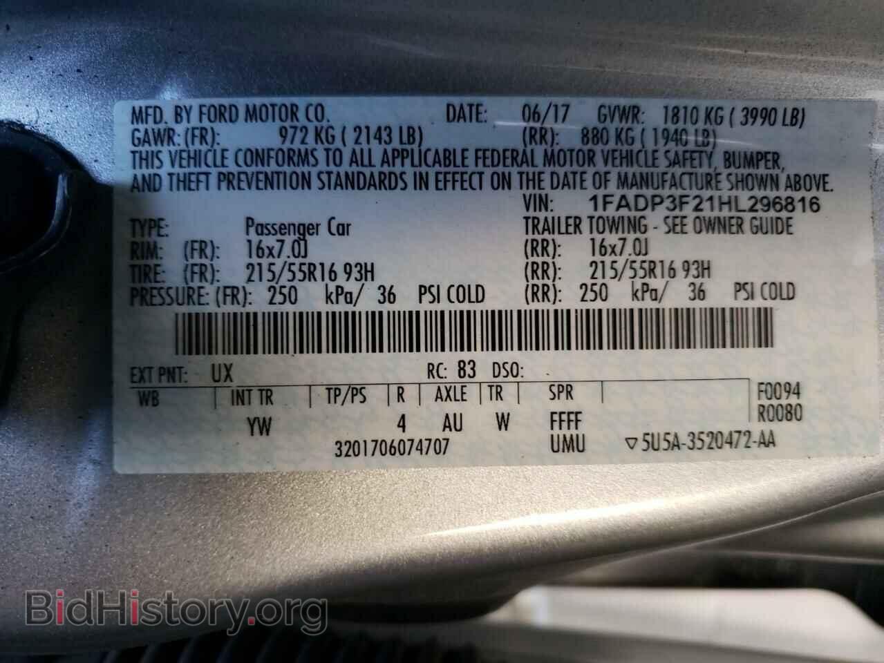 2017 FORD FOCUS - VIN: 1FADP3F21HL296816 - Фото 10