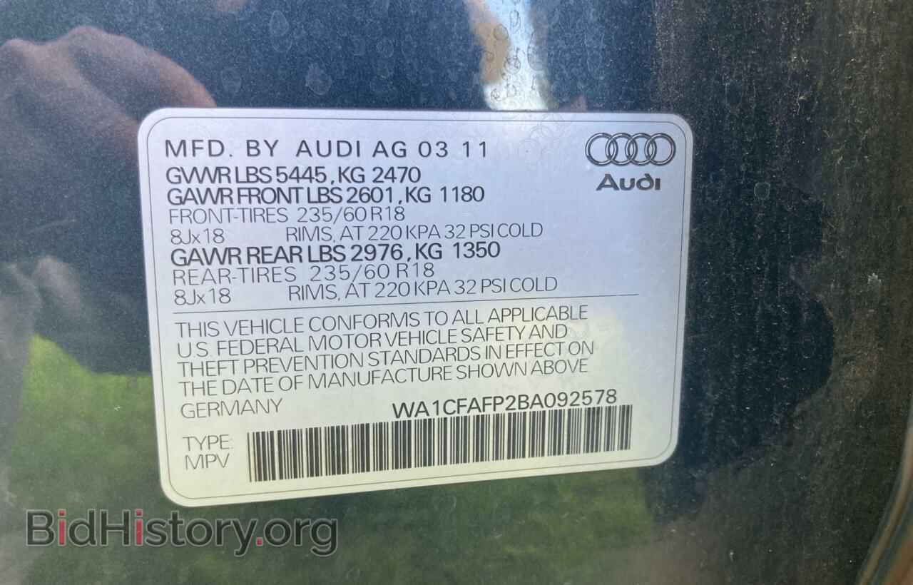 2011 AUDI Q5 - VIN: WA1CFAFP2BA092578 - Фото 10
