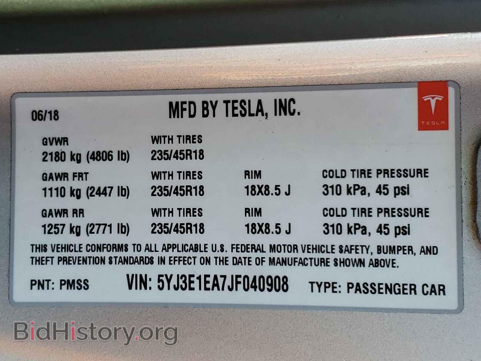 2018 TESLA MODEL 3 - VIN: 5YJ3E1EA7JF040908 - Photo 10