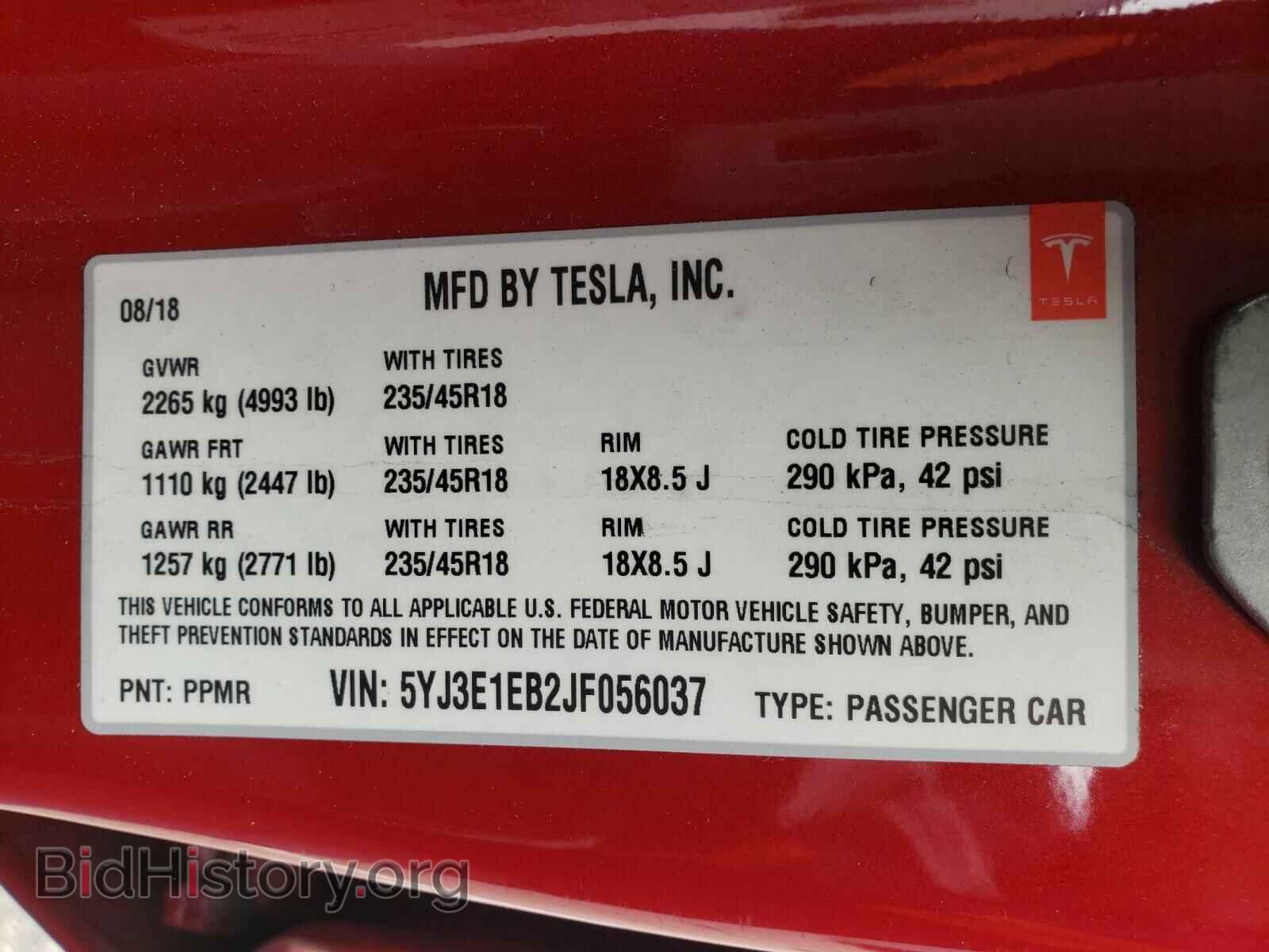 2018 TESLA MODEL 3 - VIN: 5YJ3E1EB2JF056037 - Фото 10