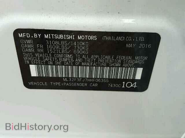 2017 MITSUBISHI MIRAGE - VIN: ML32F3FJ7HHF06355 - Фото 10