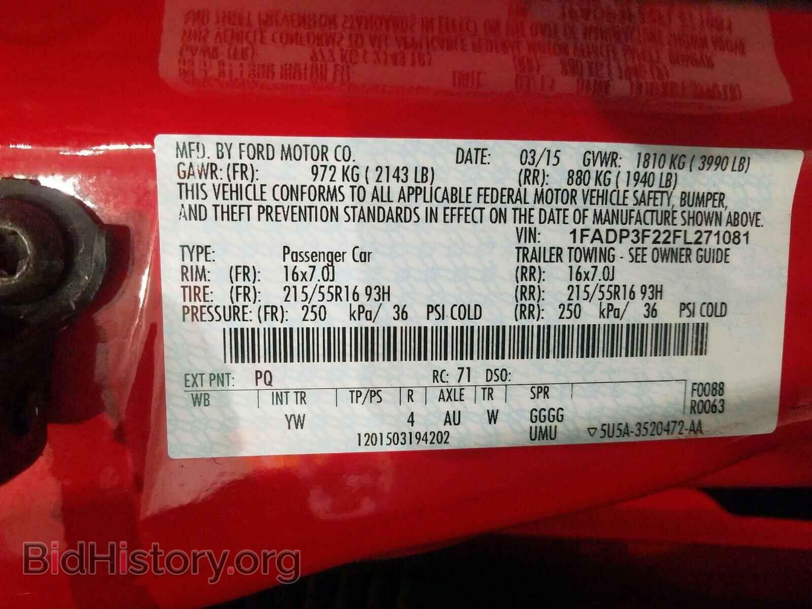 2015 FORD FOCUS - VIN: 1FADP3F22FL271081 - Фото 10