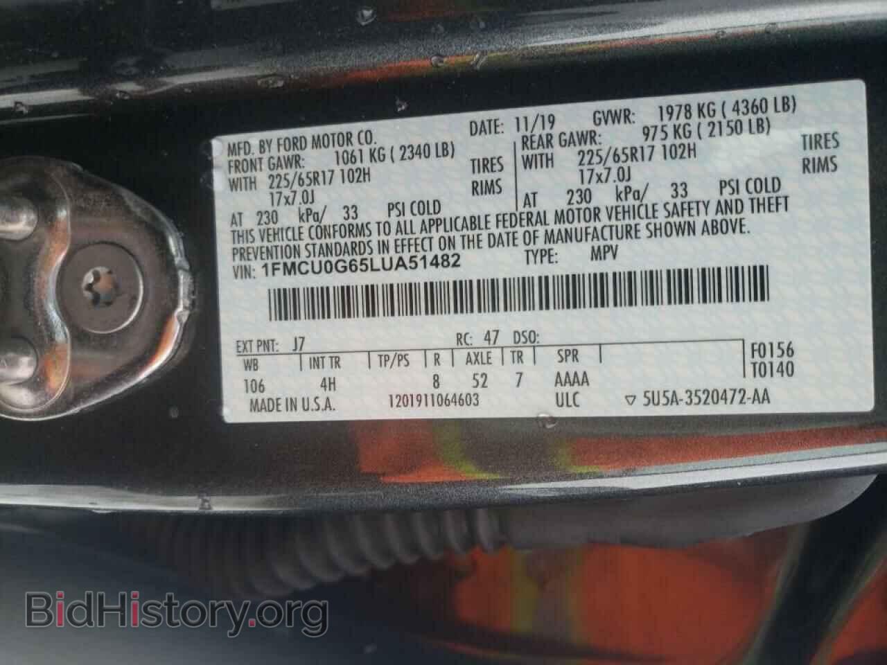 2020 FORD ESCAPE - VIN: 1FMCU0G65LUA51482 - Photo 10