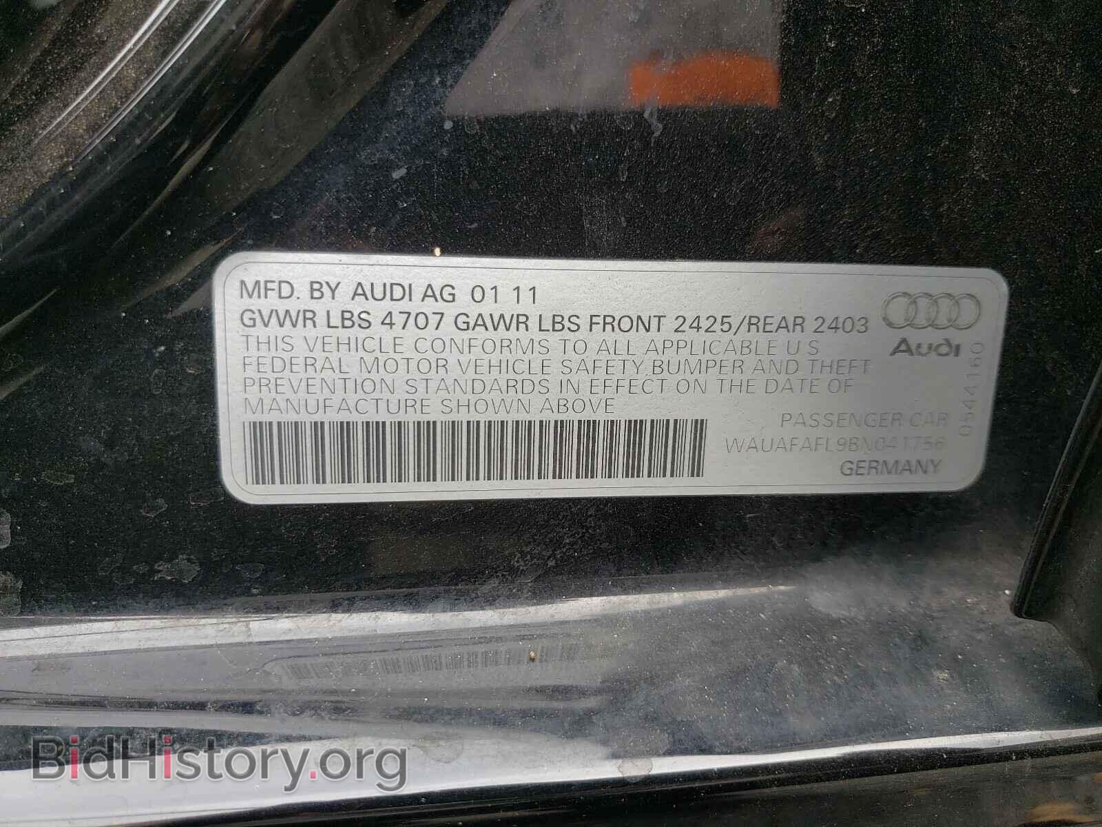 2011 AUDI A4 - VIN: WAUAFAFL9BN041756 - Фото 10