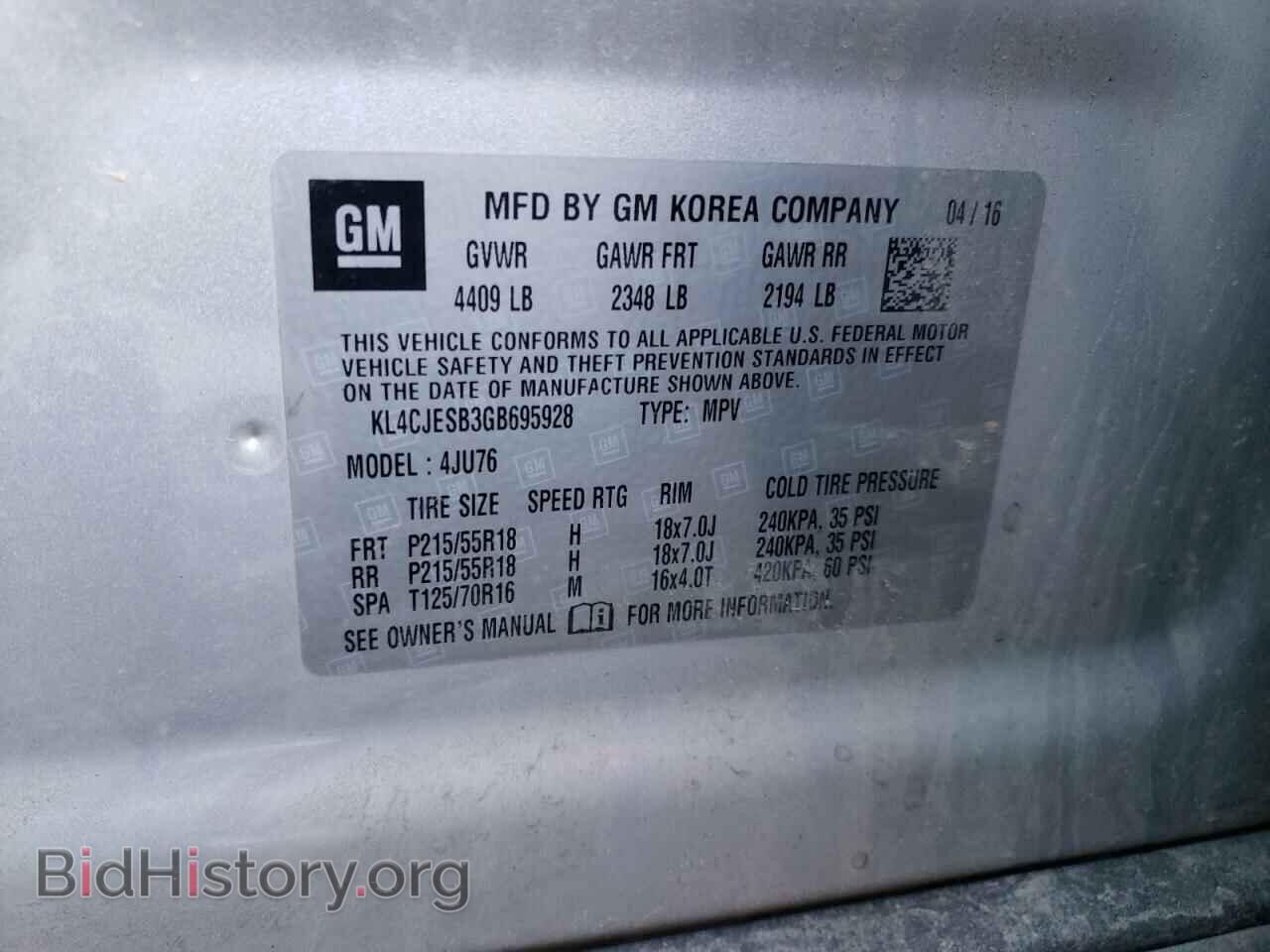 2016 BUICK ENCORE - VIN: KL4CJESB3GB695928 - Фото 10