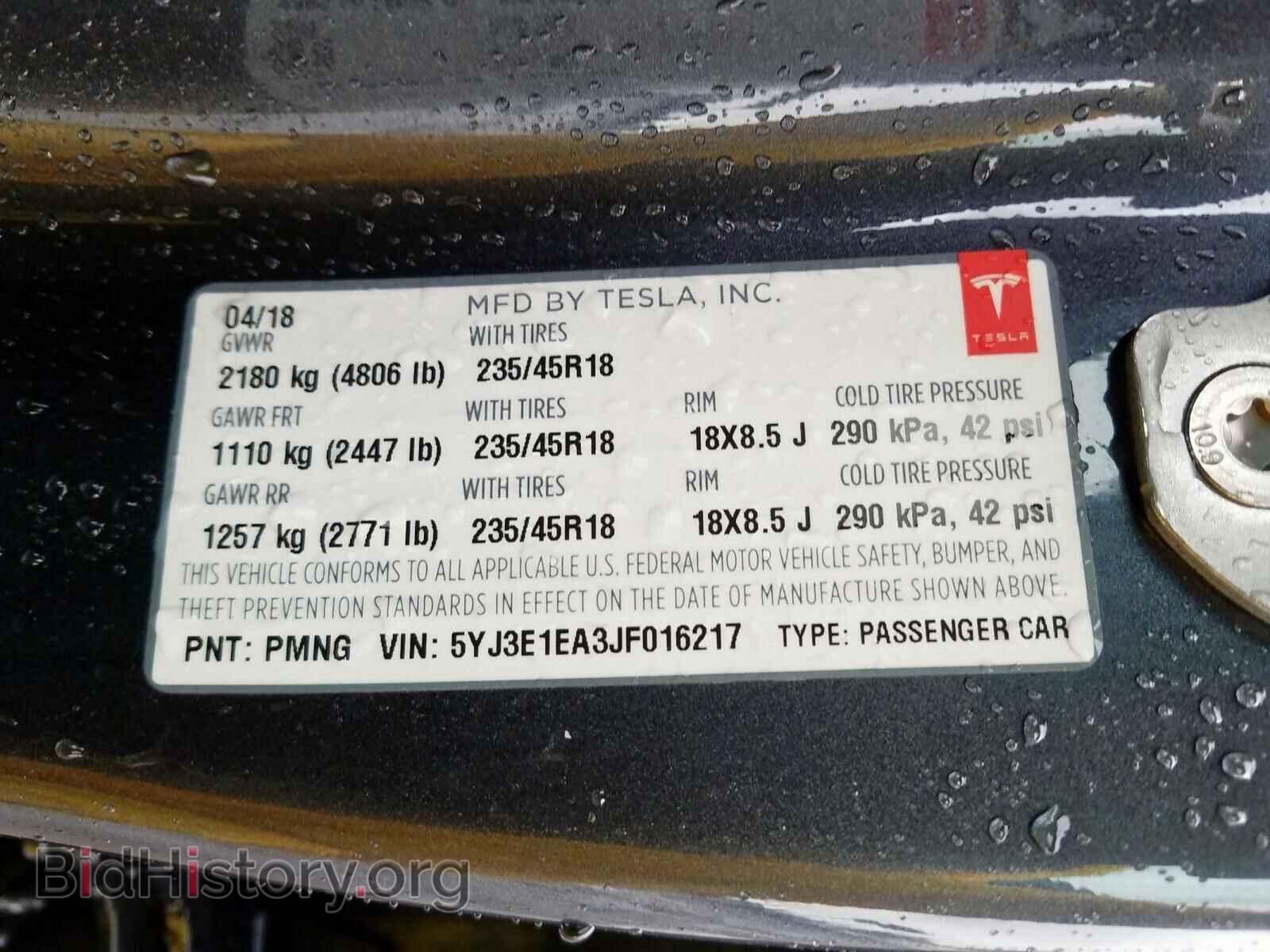 2018 TESLA MODEL 3 - VIN: 5YJ3E1EA3JF016217 - Photo 10