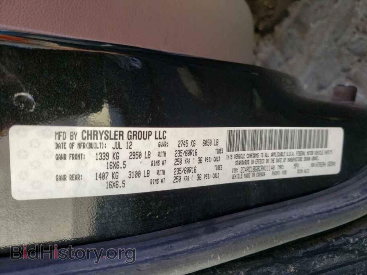 2012 CHRYSLER MINIVAN - VIN: 2C4RC1BG8CR411140 - Фото 10