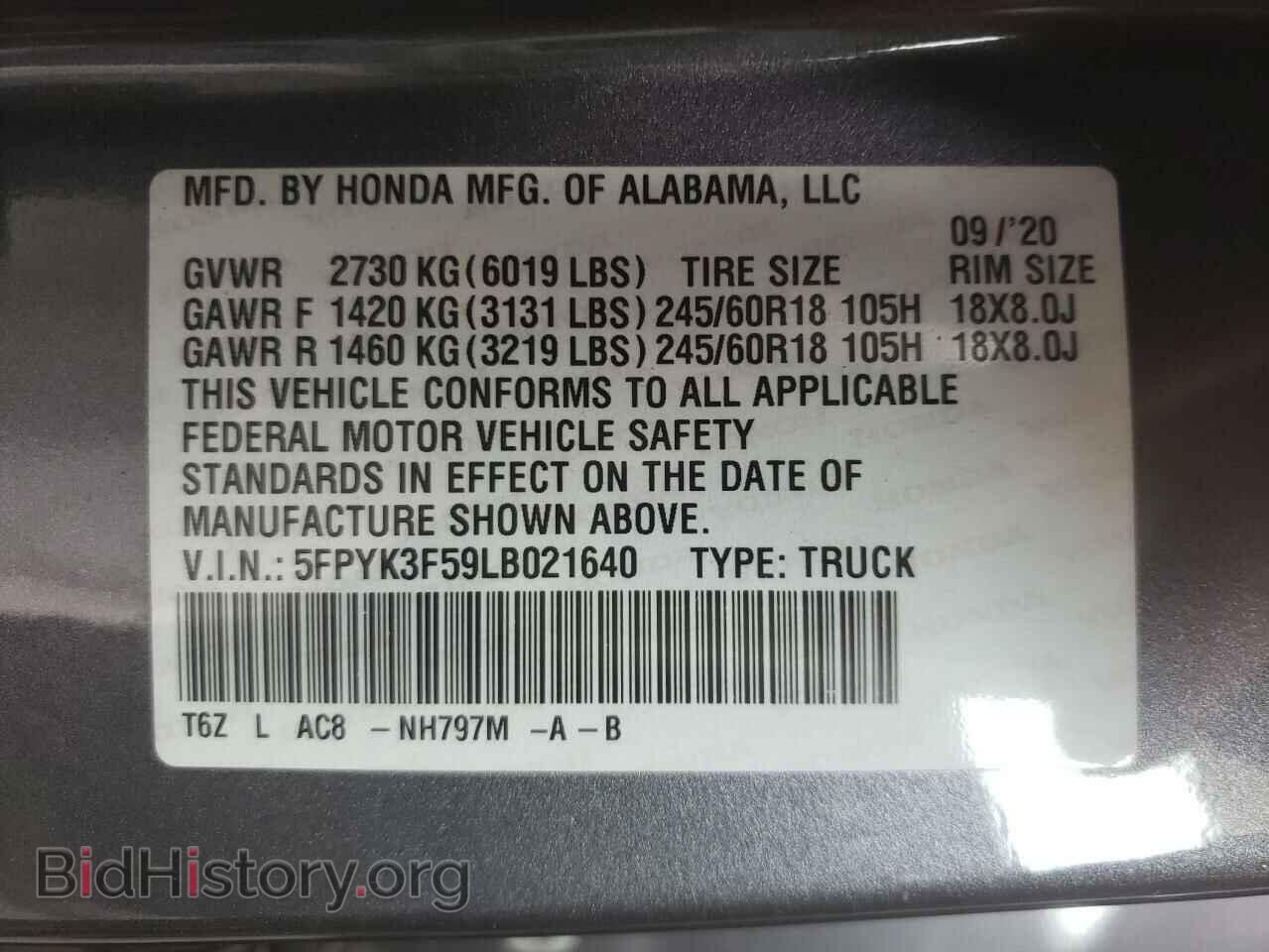 2020 HONDA RIDGELINE - VIN: 5FPYK3F59LB021640 - Фото 10