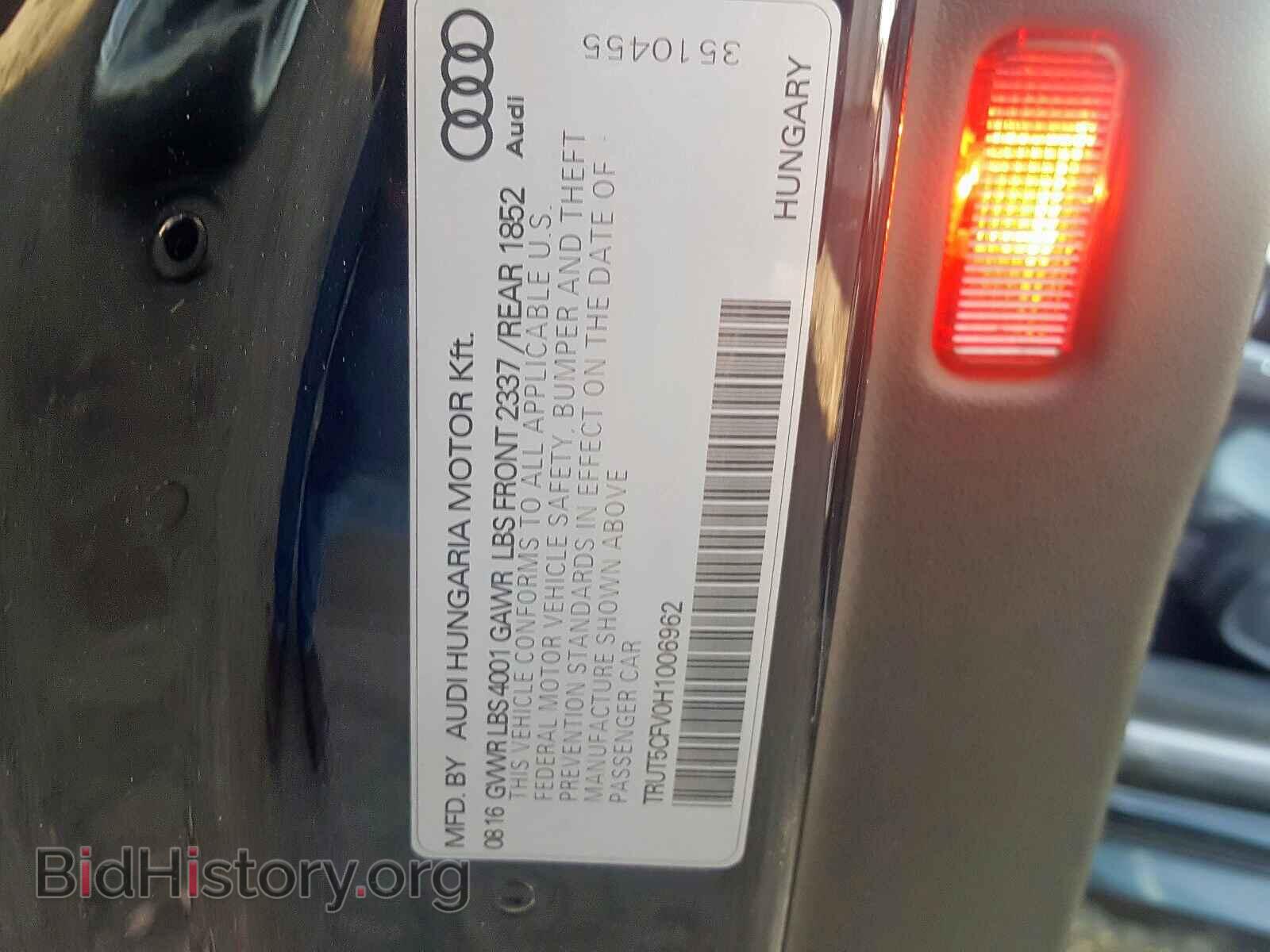 2017 AUDI TT - VIN: TRUT5CFV0H1006962 - Фото 10