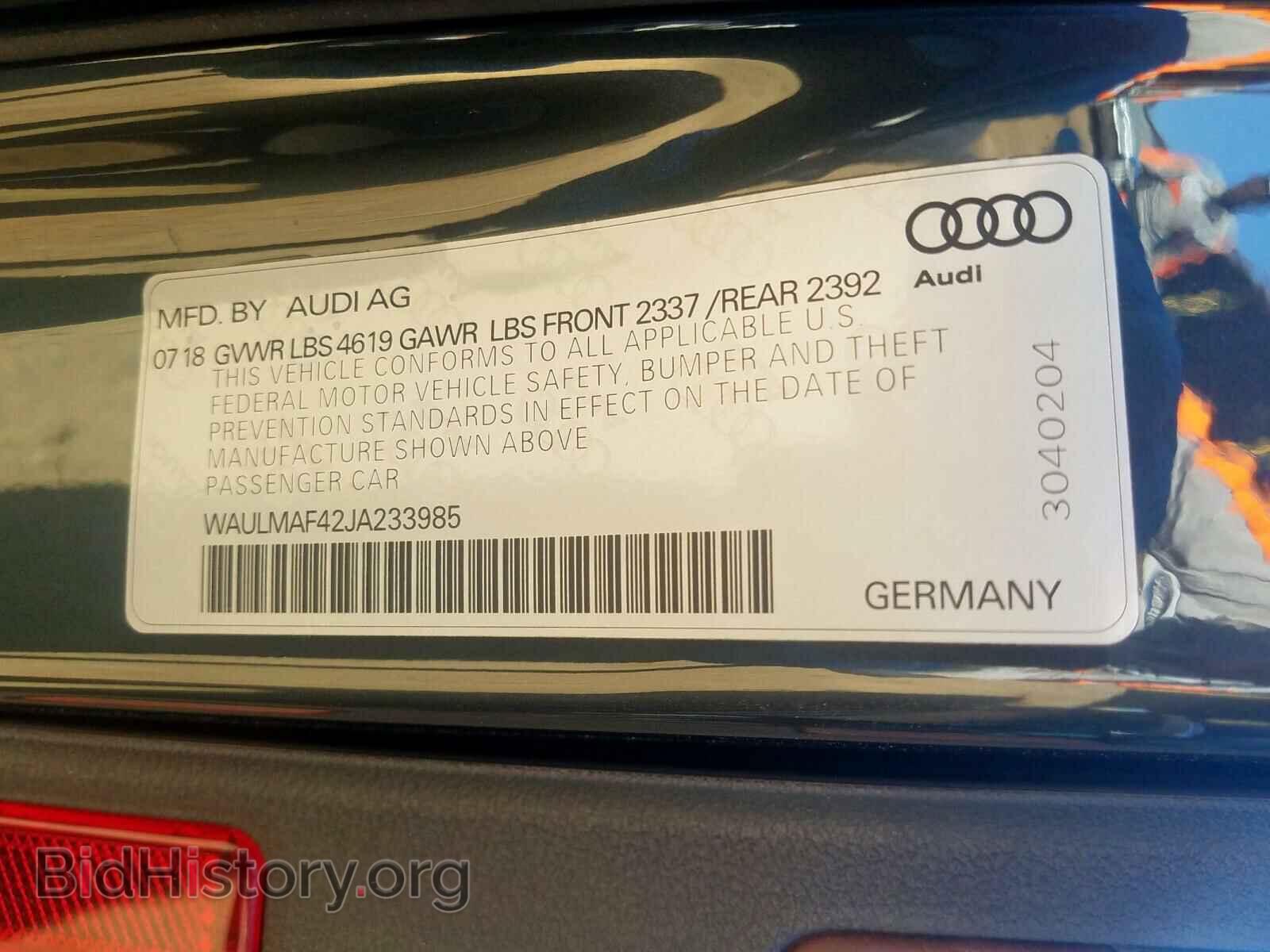 2018 AUDI A4 - VIN: WAULMAF42JA233985 - Фото 10