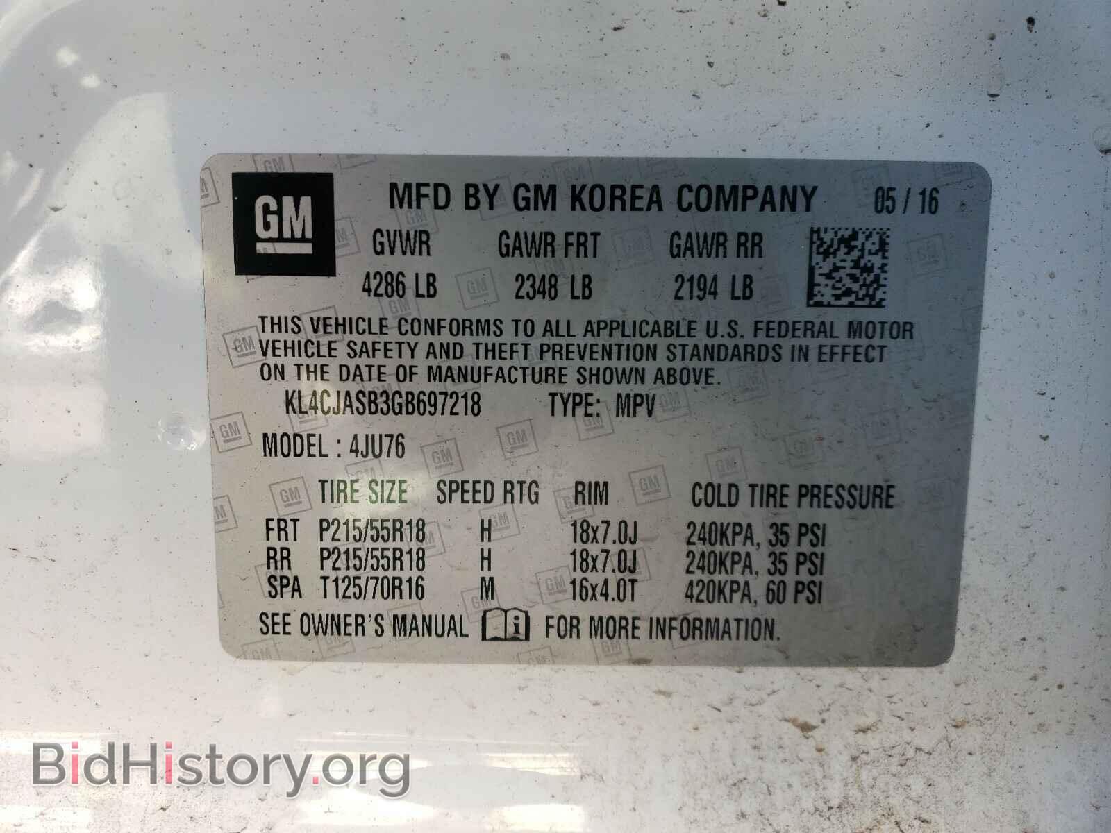 2016 BUICK ENCORE - VIN: KL4CJASB3GB697218 - Фото 10