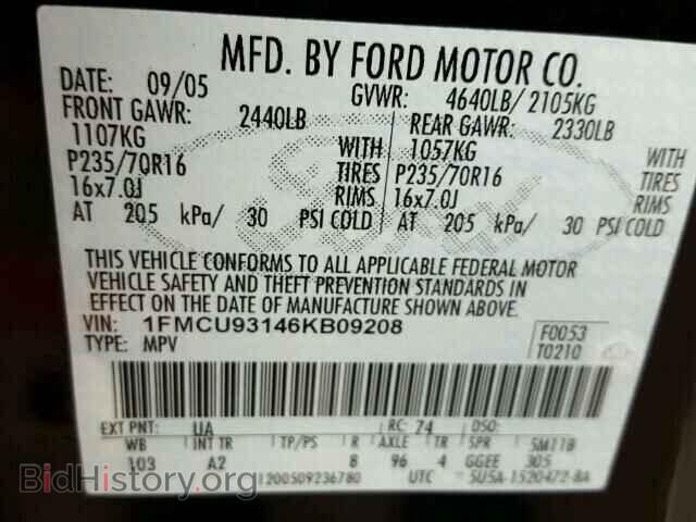 2006 FORD ESCAPE - VIN: 1FMCU93146KB09208 - Фото 10