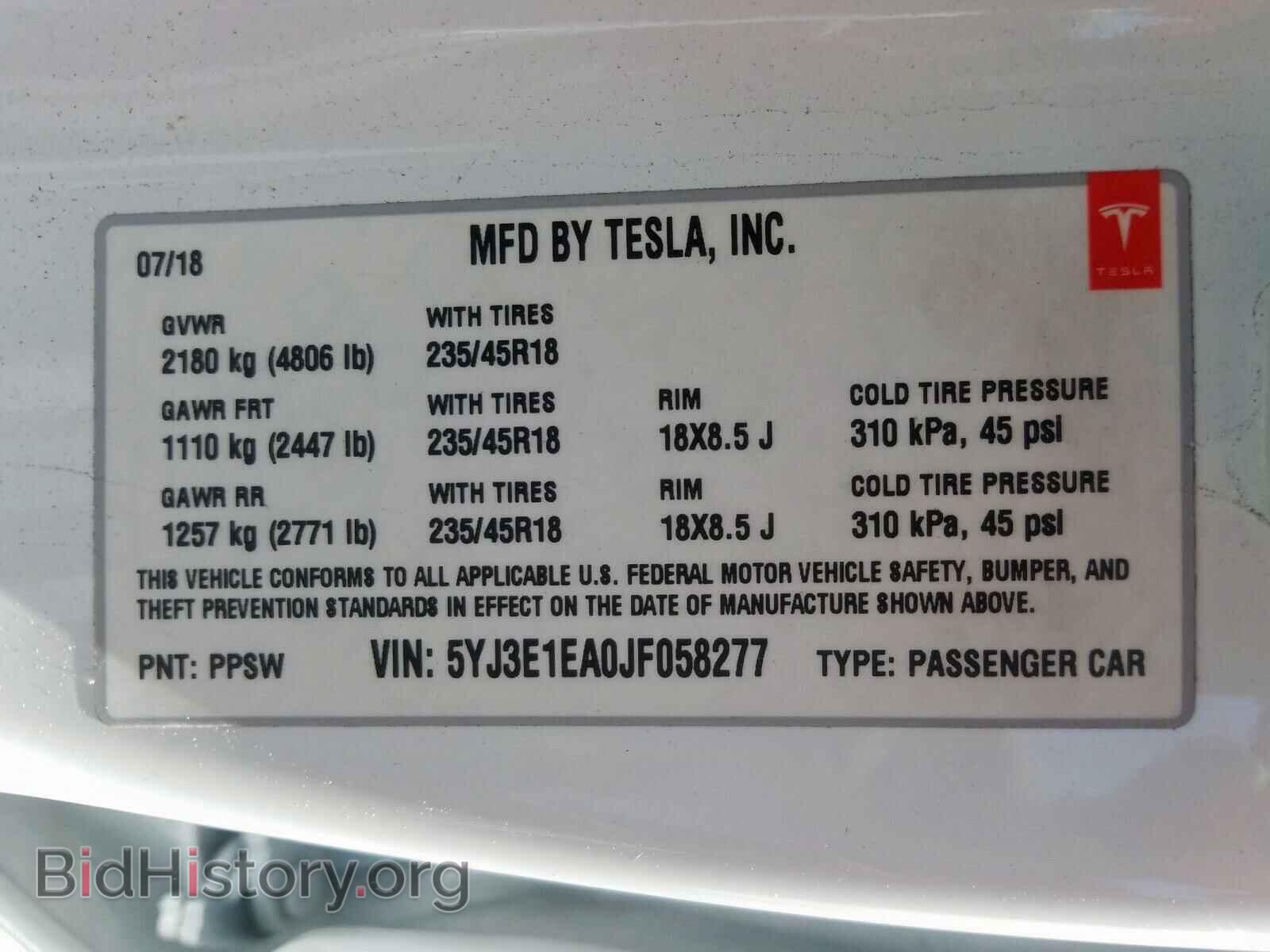 2018 TESLA MODEL 3 - VIN: 5YJ3E1EA0JF058277 - Photo 10