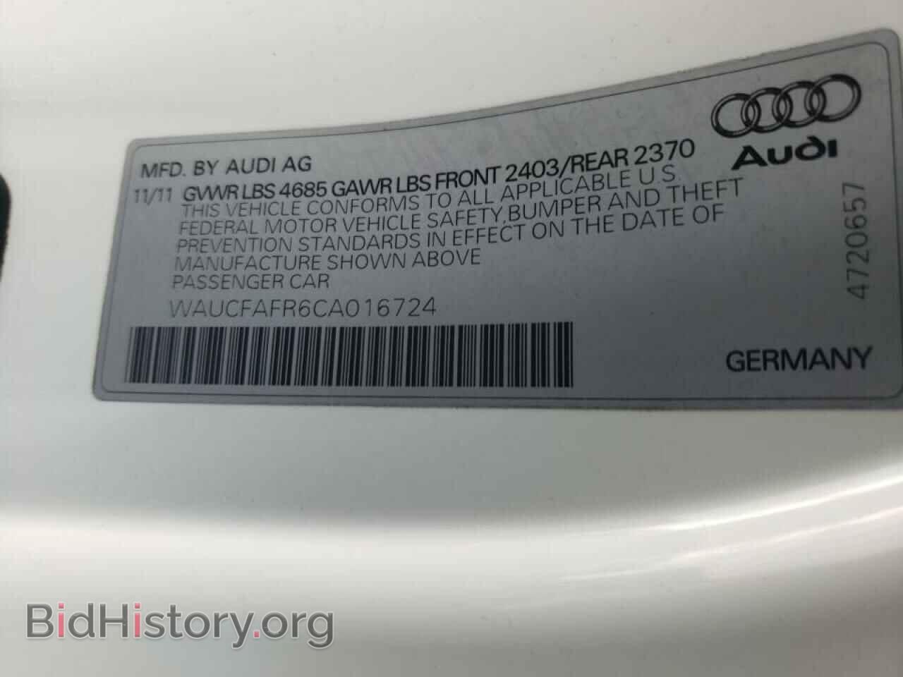 2012 AUDI A5 - VIN: WAUCFAFR6CA016724 - Photo 10
