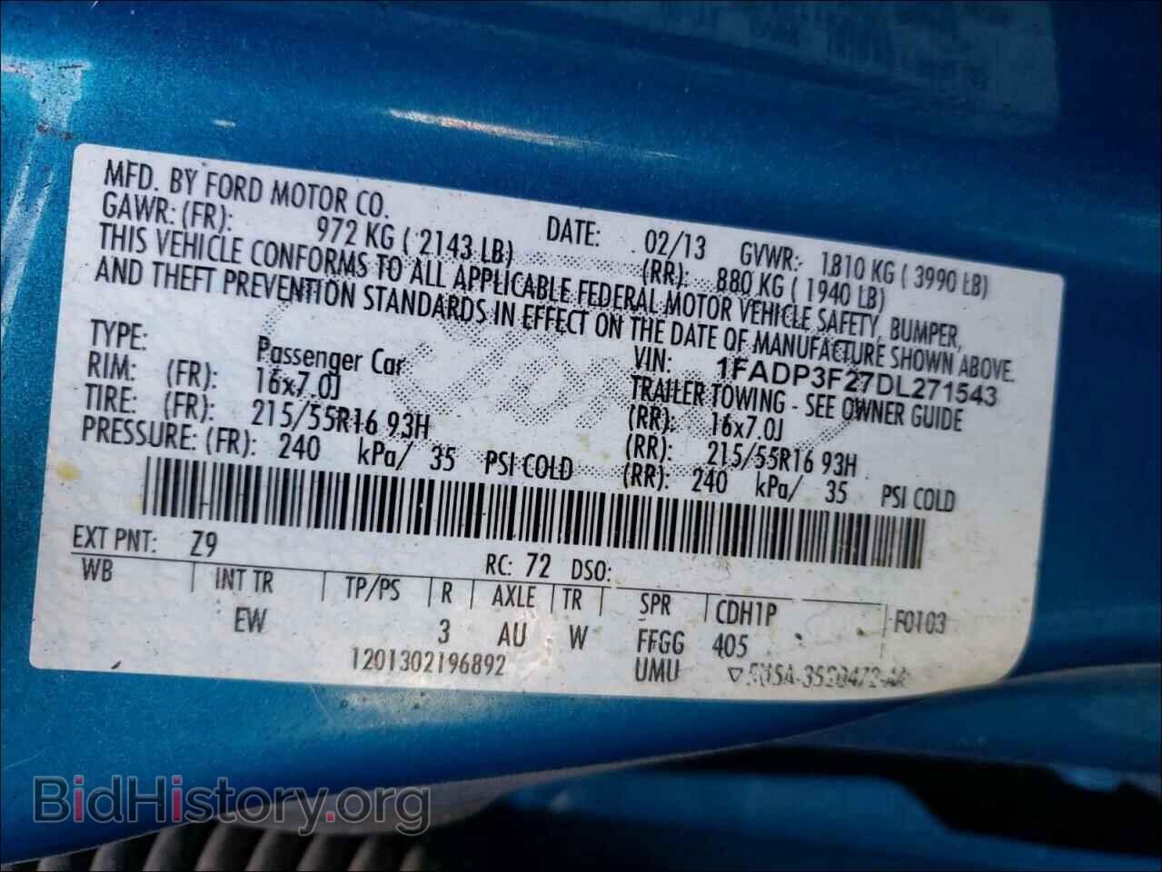 2013 FORD FOCUS - VIN: 1FADP3F27DL271543 - Фото 10