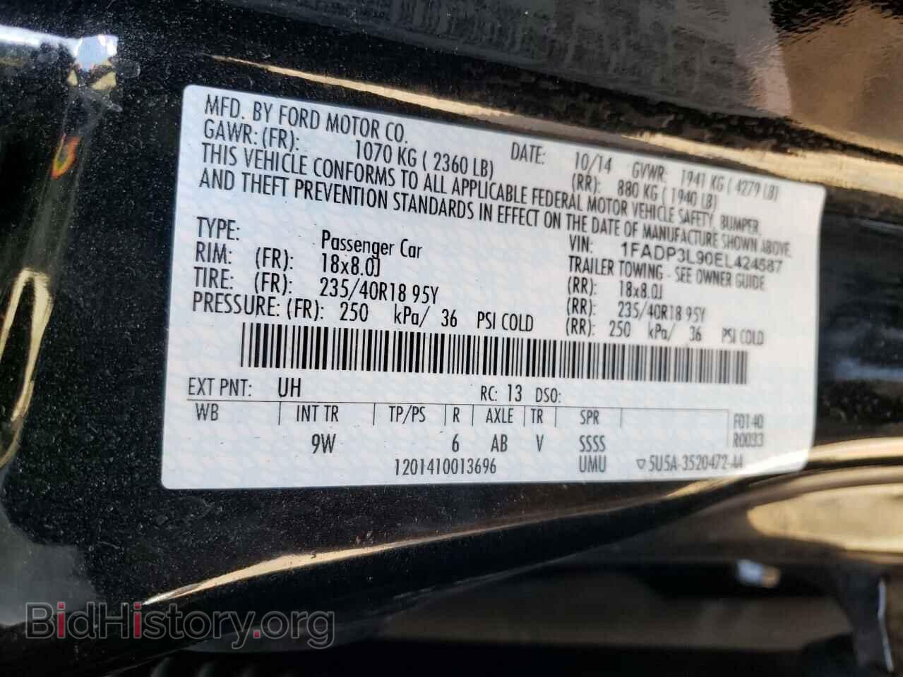 2014 FORD FOCUS - VIN: 1FADP3L90EL424587 - Фото 10