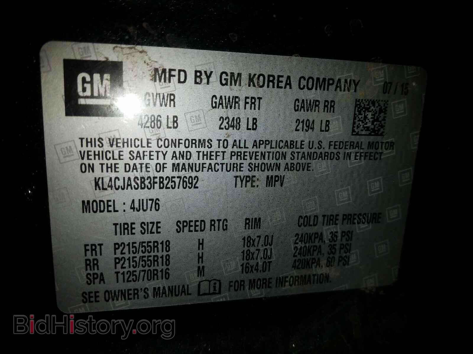 2015 BUICK ENCORE - VIN: KL4CJASB3FB257692 - Photo 10