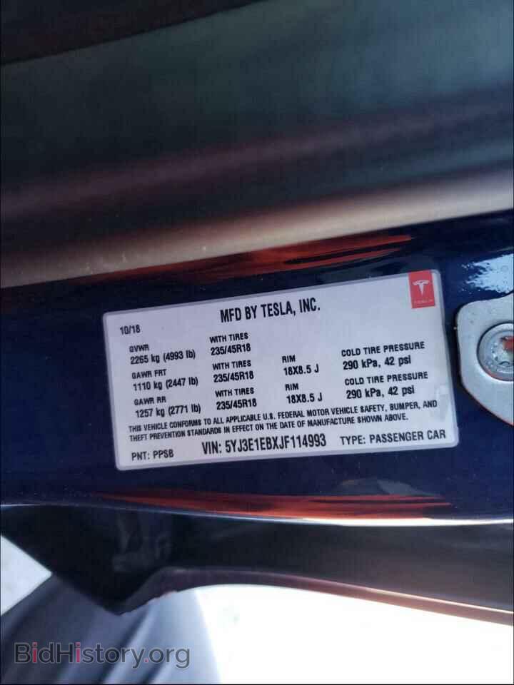 2018 TESLA MODEL 3 - VIN: 5YJ3E1EBXJF114993 - Фото 10
