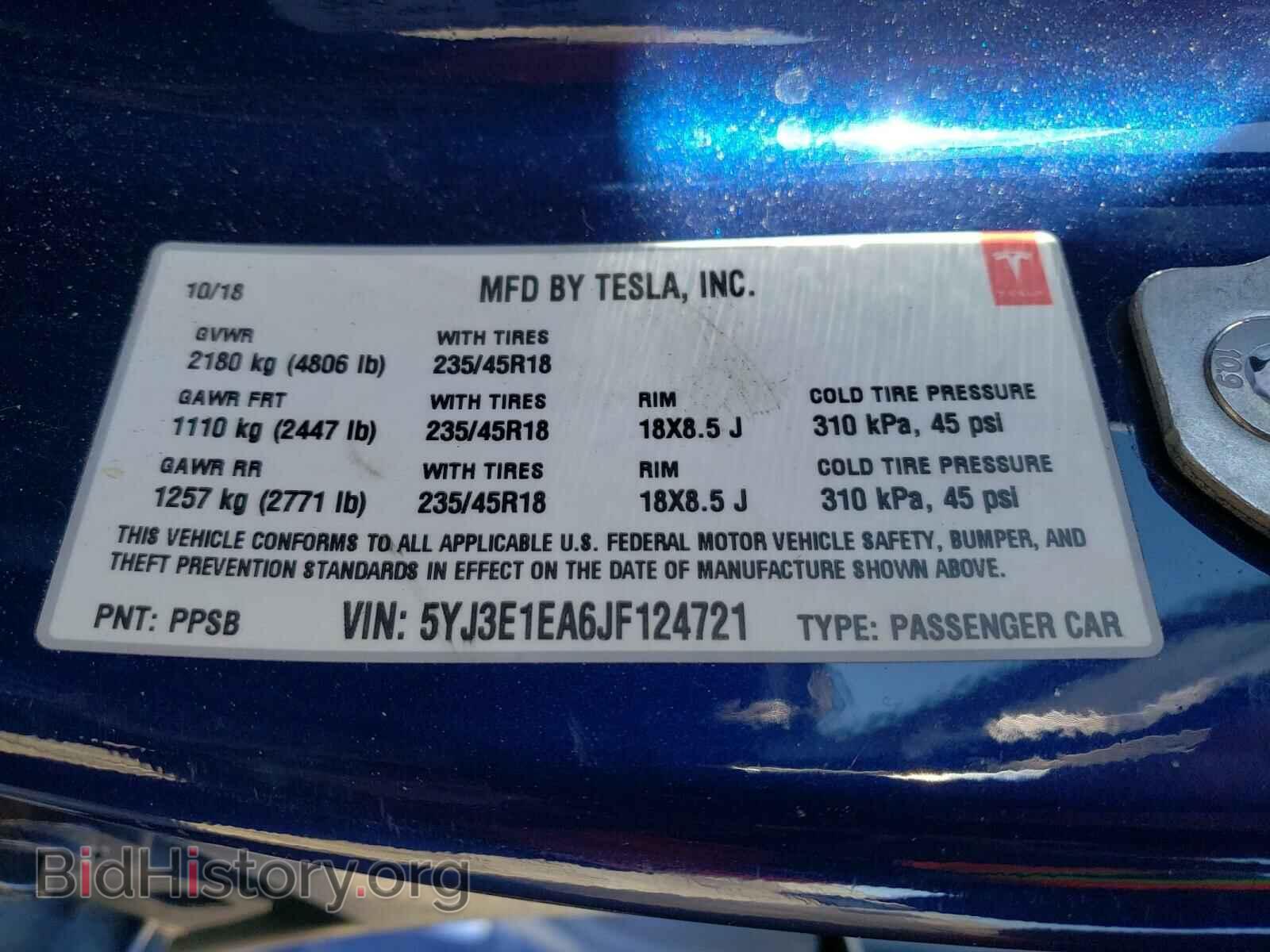 2018 TESLA MODEL 3 - VIN: 5YJ3E1EA6JF124721 - Photo 10
