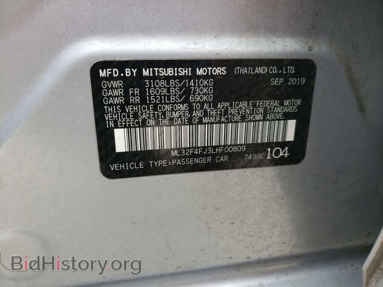 2020 MITSUBISHI MIRAGE - VIN: ML32F4FJ3LHF00809 - Фото 10