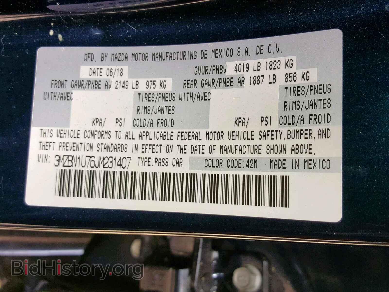 2018 MAZDA 3 - VIN: 3MZBN1U76JM231407 - Фото 10