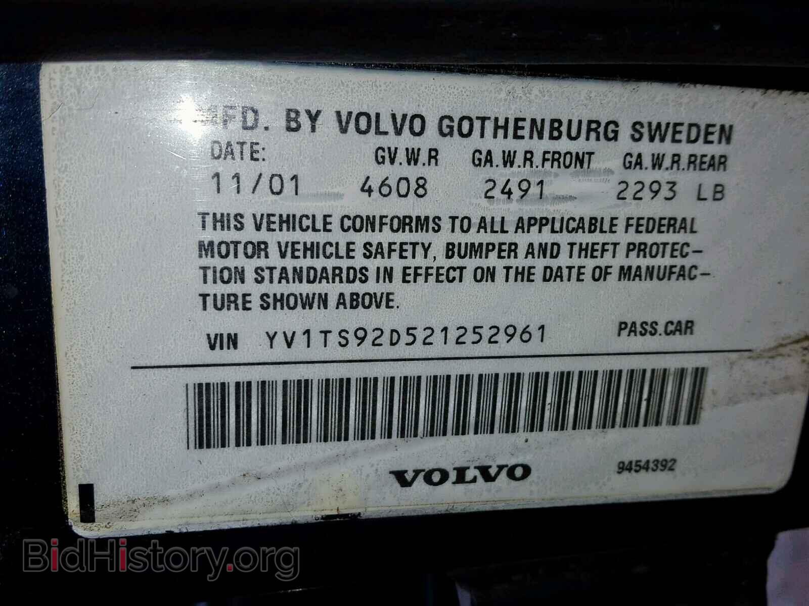 2002 VOLVO S80 - VIN: YV1TS92D521252961 - Photo 10