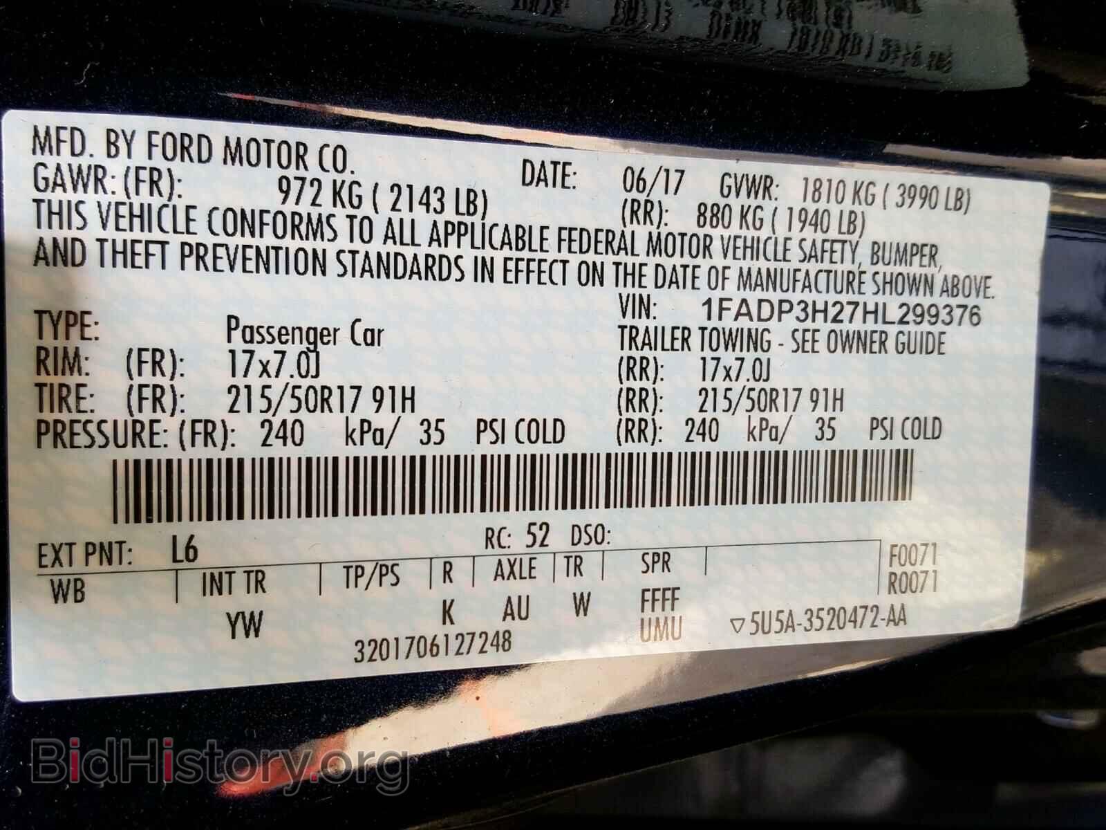 2017 FORD FOCUS - VIN: 1FADP3H27HL299376 - Фото 10