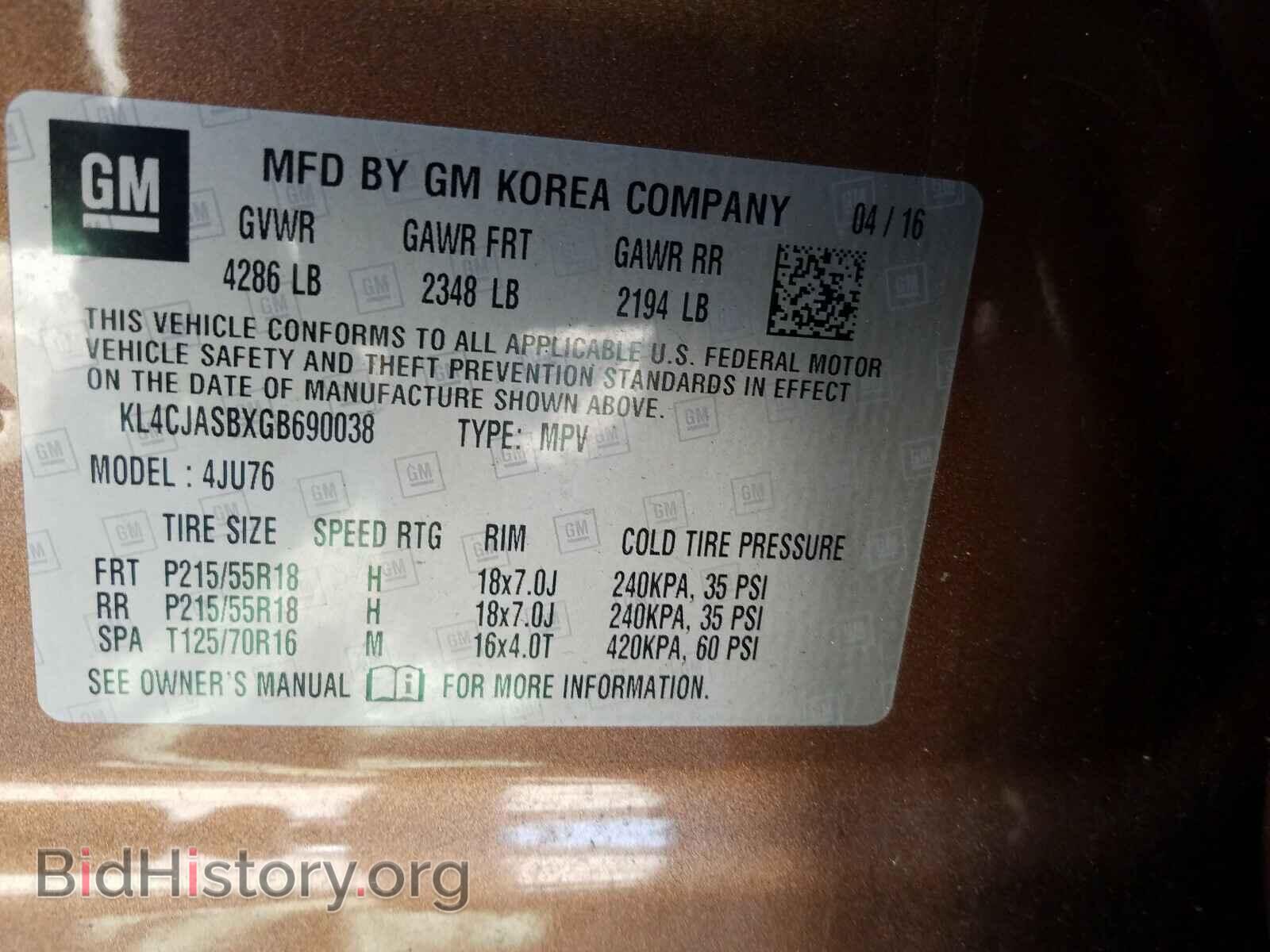 2016 BUICK ENCORE - VIN: KL4CJASBXGB690038 - Photo 10